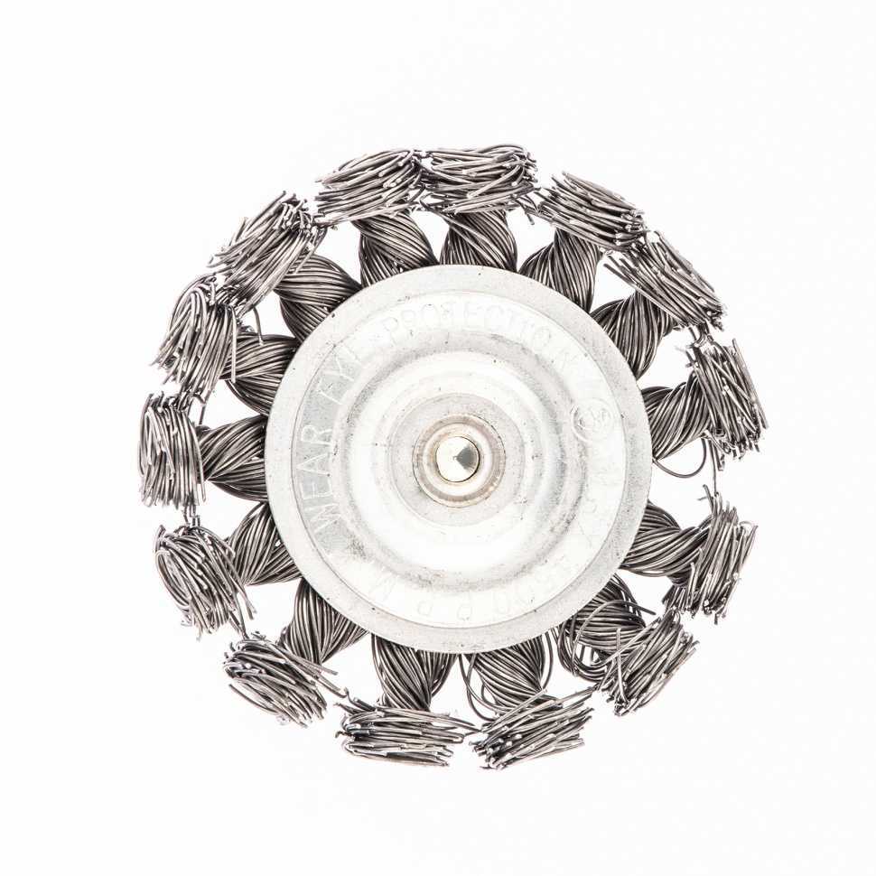 Щетка для дрели, 75 мм, плоская со шпилькой, крученая металлическая проволока 0.5 мм Сибртех Щетки для дрели фото, изображение