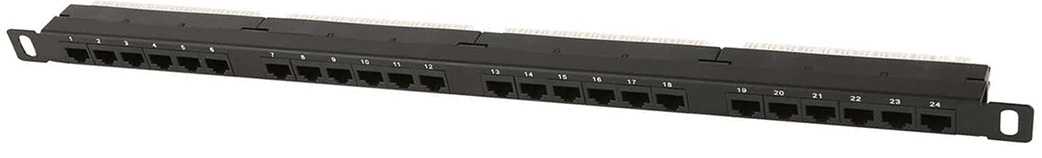 Патч-панель высокой плотности Ripo 19", 0,5U, 24 порт, Cat.5e , D, 100МГц, RJ45/8P8C, напыление 3мкд Патч-панели фото, изображение